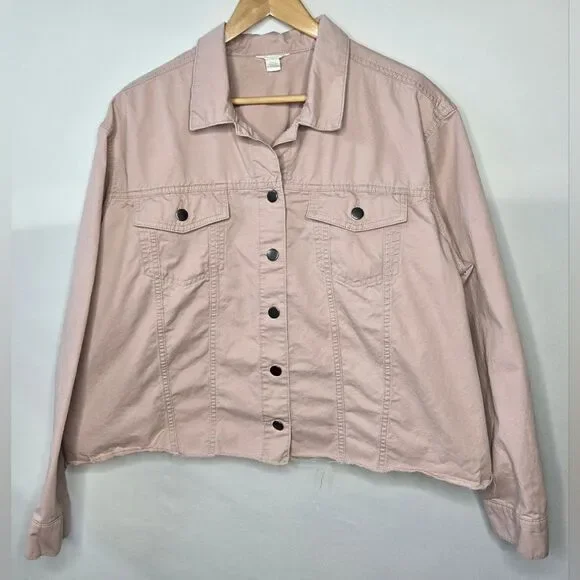 Women's Caslon Blush Pink Jacket w/ Raw Edge Hem Size 2X - Picture 1 of 8